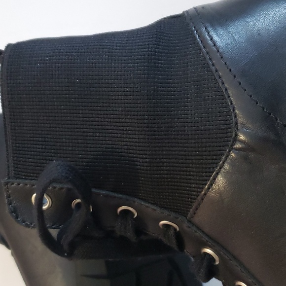 STEVE MADDEN ZANET BLACK LEATHER COMBAT STYLE BOOTS SZ 8.5 - Picture 4 of 11